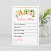 Tropisch Oerwoud Bloemen Baby shower Wensen voor B Kaart (Staand voorkant)