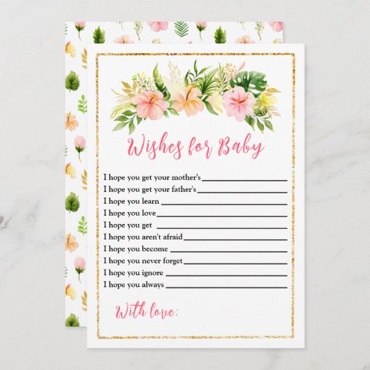 Tropisch Oerwoud Bloemen Baby shower Wensen voor B Kaart (Voorkant / Achterkant)