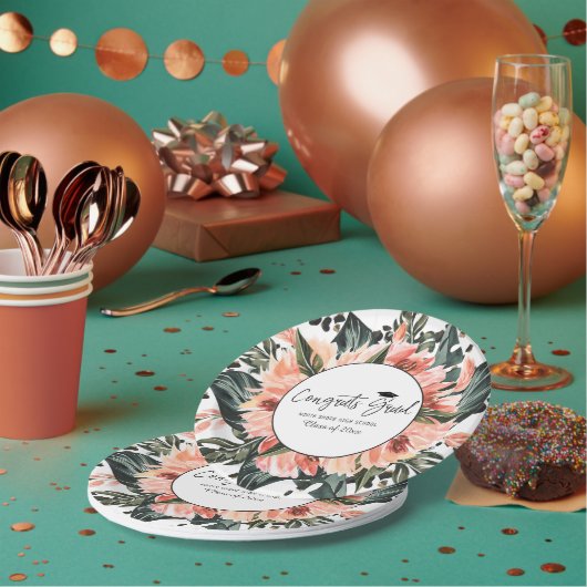 Tropisch Oerwoud Greenery | Roze Afstuderen van Fl Papieren Bordje (Multi)