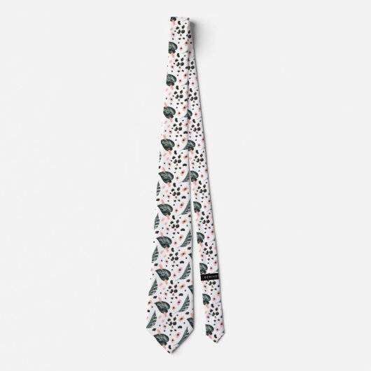 Tropisch Oerwoud Greenery | Roze leopard-monogram Stropdas (Voorkant)