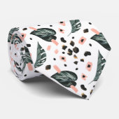 Tropisch Oerwoud Greenery | Roze leopard-monogram Stropdas (Opgerold)