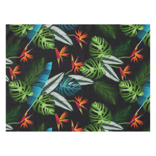 Tropisch oerwoud groen bladblad zwart tafelkleed (Voorkant (Horizontaal))