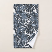 Tropisch Oerwoud laat donkerblauw wit modern Bad Handdoek (Handdoek)