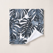 Tropisch Oerwoud laat donkerblauw wit modern Bad Handdoek (Wasdoekje)