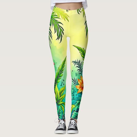 Tropisch Oerwoud Lush Paradise Design Leggings (Voorkant)