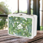 Tropisch Oerwoud Moderne Monogram Metalen Lunch Bo