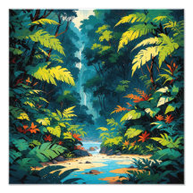 Tropisch Oerwoud Paradise Lush Waterfall Landscape