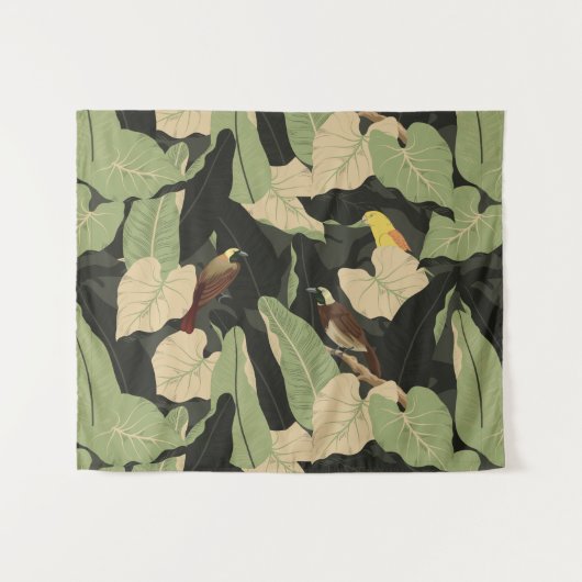 Tropisch Oerwoud Parrot Toucan Birds Wandkleed (Voorkant (horizontaal))