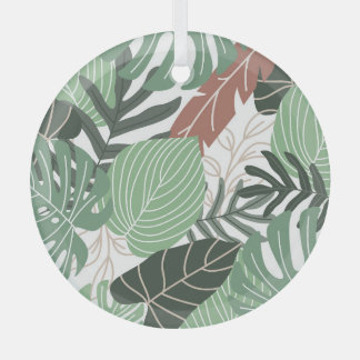 Tropisch oerwoud planten, bloemenhawaiiaans behang glas ornament
