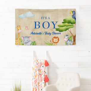 Tropisch Oerwoud Safari Animals Baby Boy Shower Spandoek