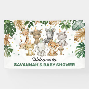 Tropisch Oerwoud Safari Animals Baby shower Welkom Spandoek