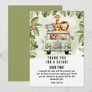 Tropisch Oerwoud Safari Animals Boy Baby shower Bedankkaart