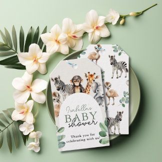 Tropisch Oerwoud Safari Animals Boy Baby shower Cadeaulabel