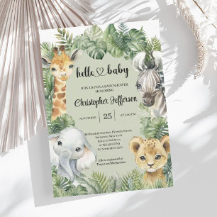 Tropisch Oerwoud Safari Animals Boy Baby shower Kaart