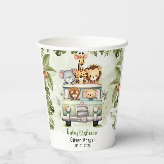 Tropisch Oerwoud Safari Animals Boy Baby shower Papieren Bekers (Achterkant)