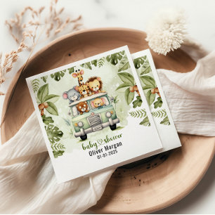 Tropisch Oerwoud Safari Animals Boy Baby shower Servet