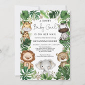 Tropisch Oerwoud Safari Animals Girl Baby shower Kaart (Voorkant)