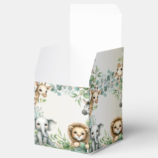 Tropisch Oerwoud Safari Animals Green Leaves Party Bedankdoosjes (Geopend)