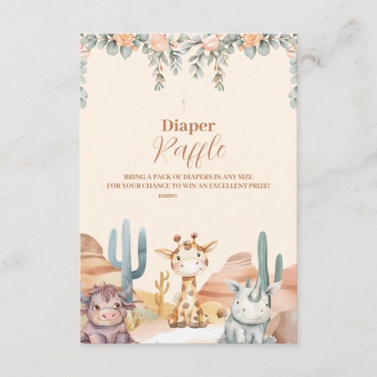 Tropisch Oerwoud Safari Dieren Jongen Raffle Diapp Informatiekaartje (Voorkant)