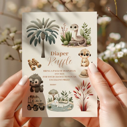 Tropisch Oerwoud Safari Dieren Jongen Raffle Diapp Informatiekaartje