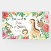 Tropisch Oerwoud Safari eerste verjaardag Spandoek (Horizontaal)