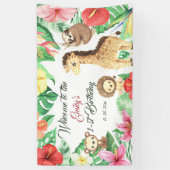 Tropisch Oerwoud Safari eerste verjaardag Spandoek (Verticaal)