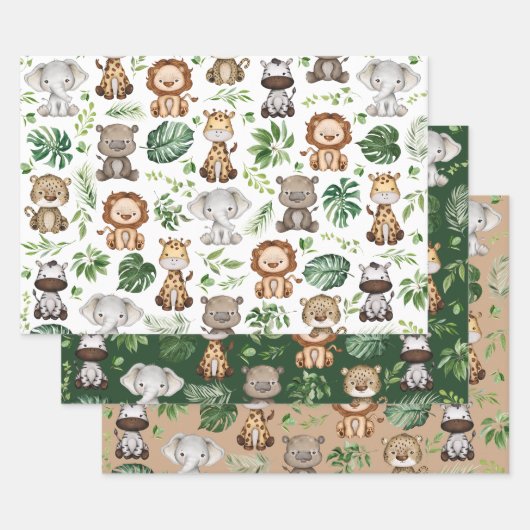 Tropisch Oerwoud Safari Wilde dieren Inpakpapier Vel (Set)