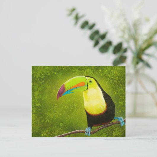 Tropisch Oerwoud Toucan Bird Digitale Schilderij Briefkaart (Staand voorkant)