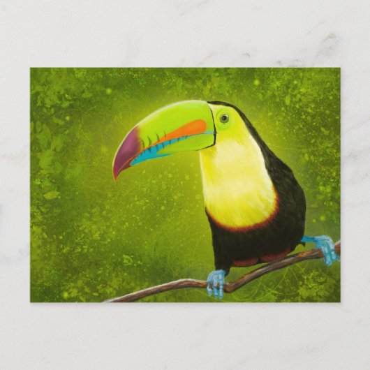 Tropisch Oerwoud Toucan Bird Digitale Schilderij Briefkaart (Voorkant)