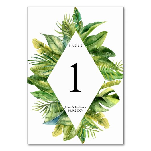 Tropisch oerwoud Trouwtafel Nummer Kaart (Voorkant)