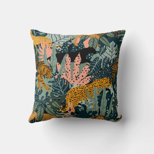 Tropisch Oerwoud van luipaard en tijger Kussen (Achterkant)