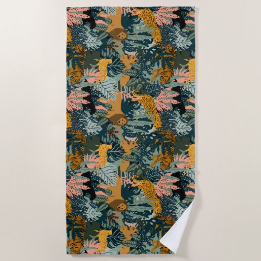 Tropisch Oerwoud van luipaard en tijger Strandlaken (Voorkant)