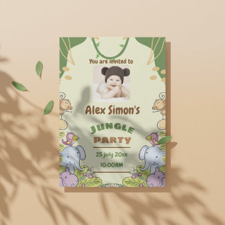 Tropisch Oerwoud Verjaardagsfeest Green Cream Safa Kaart