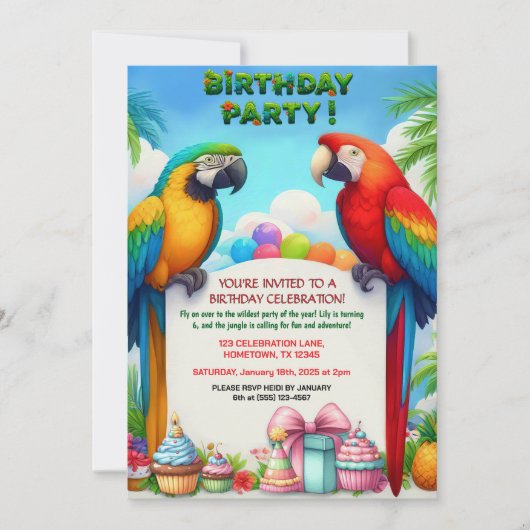 Tropisch Oerwoud Verjaardagsfeest Uitnodiging voor (Voorkant)
