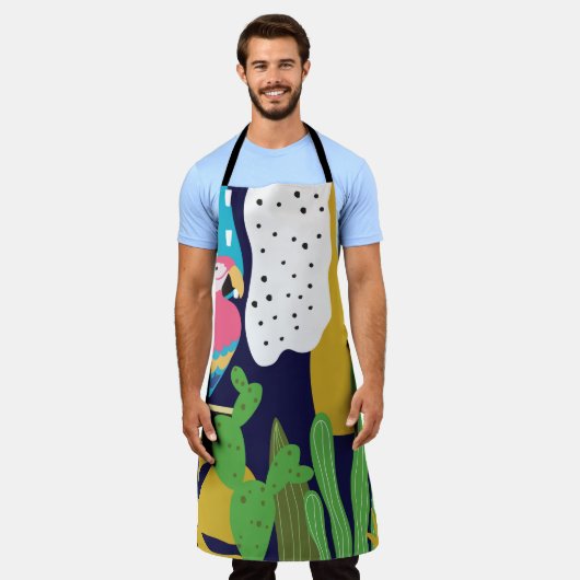 Tropisch oerwoud verlaat achtergrond met papegaaie schort (Gedragen)