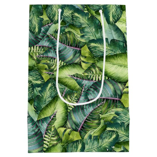 Tropisch Oerwoud verlaat botanisch verjaardagsfees Medium Cadeauzakje (Achterkant)