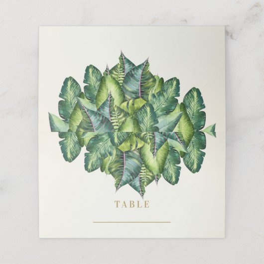 Tropisch Oerwoud verlaat botanische trouwtafel (Buitenkant ongevouwen)