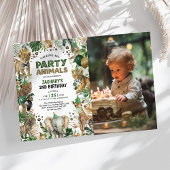 Tropisch Oerwoud Wild Party Animals Verjaardagsfot Kaart