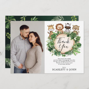 Tropisch Oerwoud Wilde Dieren Baby shower Foto Bedankkaart