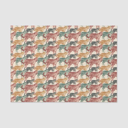 tropisch Oerwoud Wilde Stalking Leopard Tissuepapier (Voorkant)