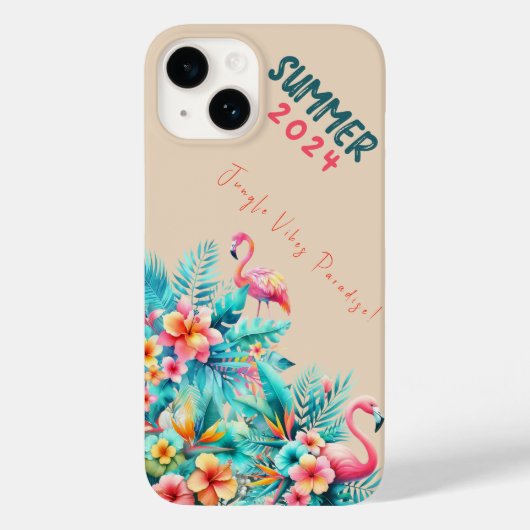 Tropisch Oerwoud Zomer 2024 Flamingo Slogan Case-Mate iPhone Case (Achterkant)