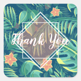 Tropisch oliepatroon op maat vierkante sticker