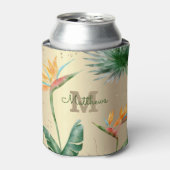 Tropisch olievalk Floral Monogram Script Gold Blikjeskoeler (Blikje Voorkant)