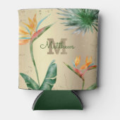 Tropisch olievalk Floral Monogram Script Gold Blikjeskoeler (Voorkant)