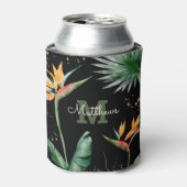 Tropisch olievalk Monogram Script Gold Black Blikjeskoeler (Blikje Voorkant)