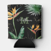 Tropisch olievalk Monogram Script Gold Black Blikjeskoeler (Achterkant)