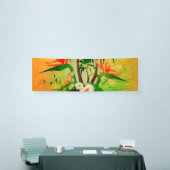 Tropisch ontwerp met bloemen en palmbomen spandoek (Beurs)