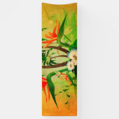 Tropisch ontwerp met bloemen en palmbomen spandoek (Verticaal)