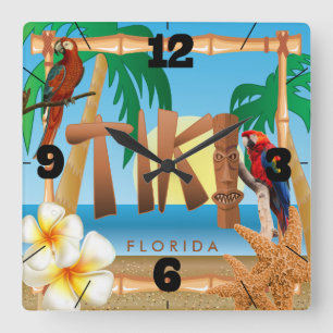 Tropisch ontwerp van de Tiki Vierkante Klok