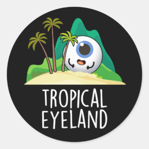 Tropisch Oog-land Grappig Eiland Pun Donkere BG Ronde Sticker